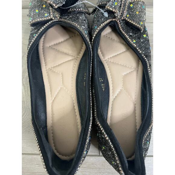 Womens Rhinestone Flats -Pointed Toe Ballet Flat - Picture 3 of 5